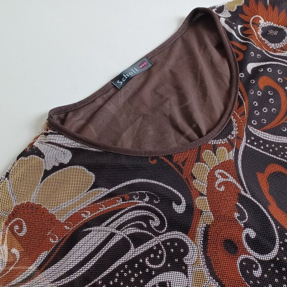 Schott NYC 70s Vintage Abstract Print Mesh Top - Picture 4 of 16